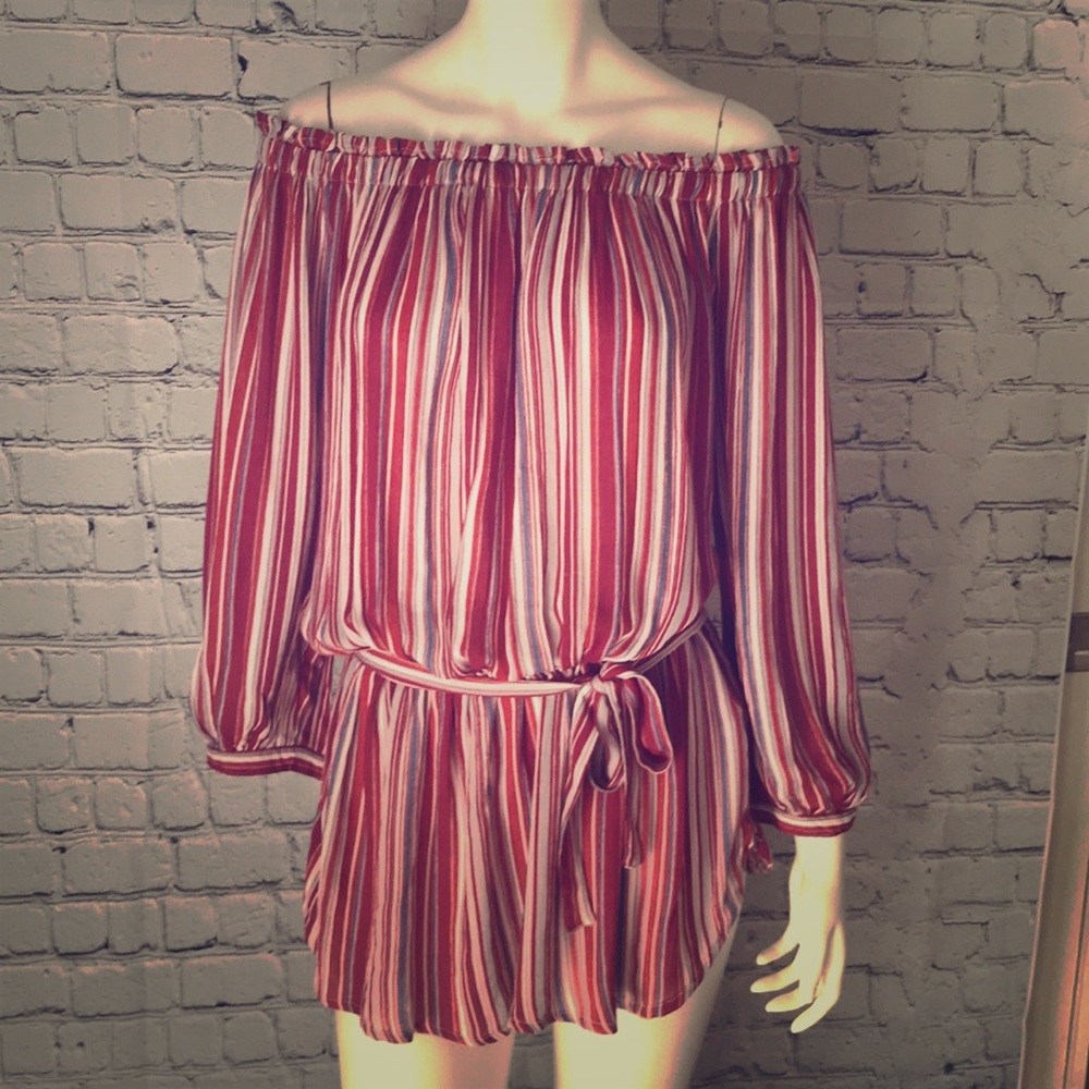 Red, White and Blue off shoulder peasant shirt